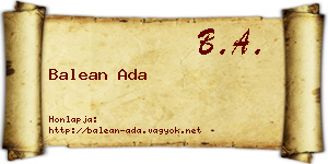 Balean Ada névjegykártya